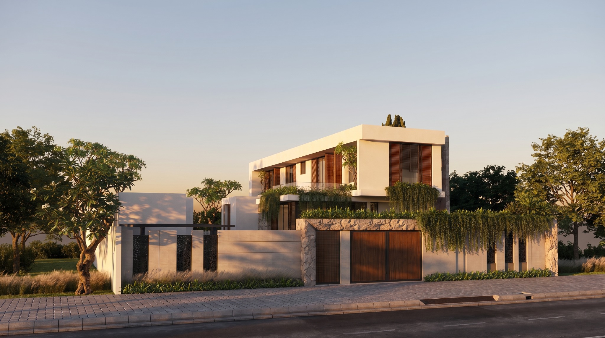 Fachada Minimalista — Vista em perspectiva da fachada