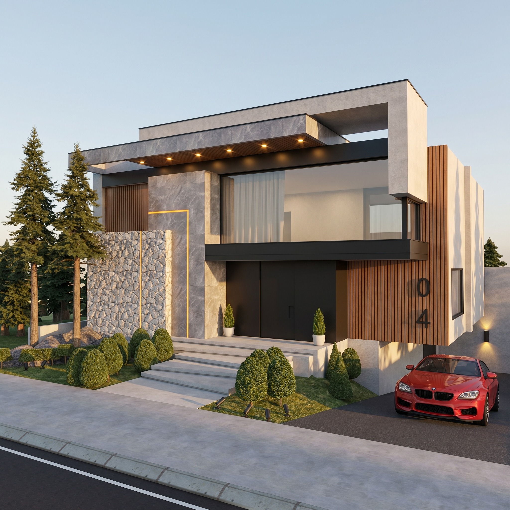 Fachada residencial — Vista frontal da residência