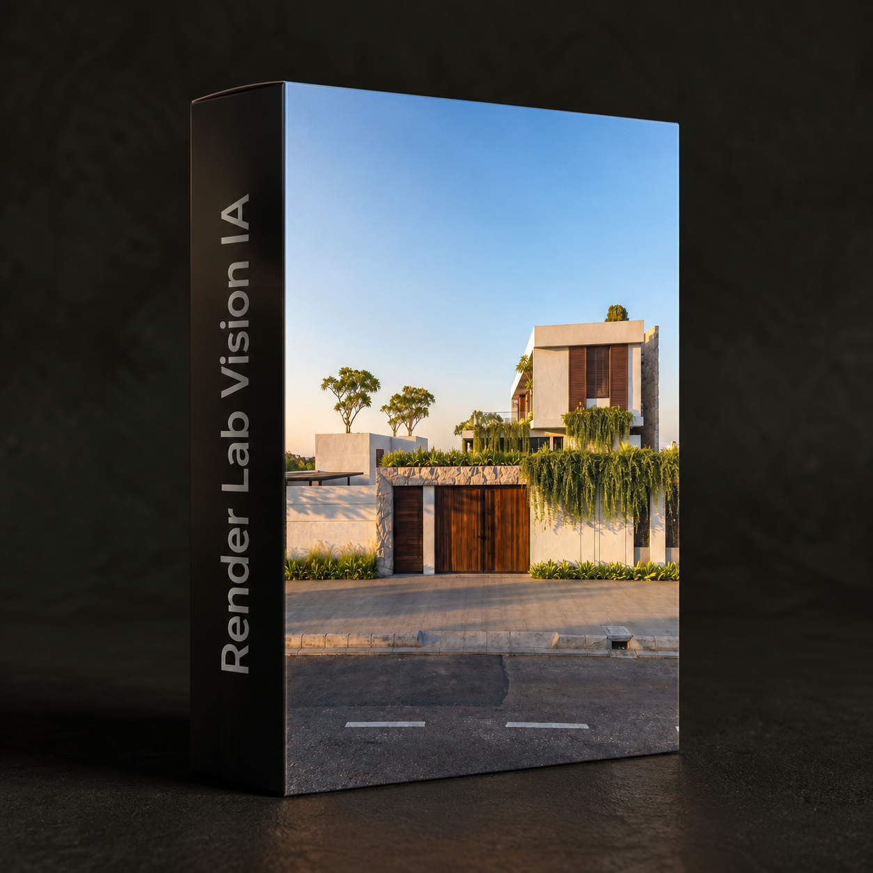 Mockup do curso de Render de Exterior e Fachadas — Render Lab Vision IA
